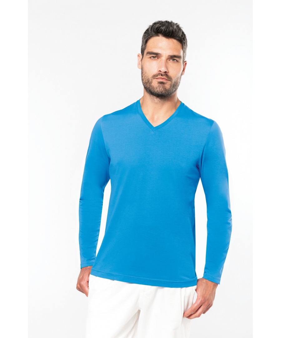 T-SHIRT COL V A MANCHES LONGUES HOMME
